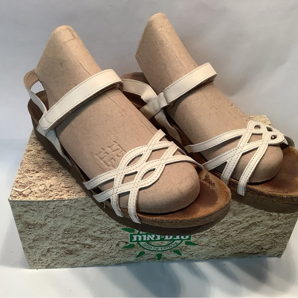 Naot Slingback Sandal Off White SZ 41 US 10 Leather Cork Comfort Summer Dressy - Picture 4 of 7